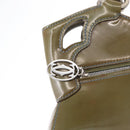 CARTIER Hand Bag Patent leather Khaki Silver Auth 151787-14