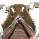 CARTIER Hand Bag Patent leather Khaki Silver Auth 151787-18