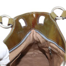 CARTIER Hand Bag Patent leather Khaki Silver Auth 151787-19