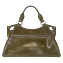 CARTIER Hand Bag Patent leather Khaki Silver Auth 151787-3