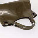 CARTIER Hand Bag Patent leather Khaki Silver Auth 151787-6