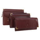 CARTIER Clutch Bag Leather 3 Set Bordeaux Auth 151788-1