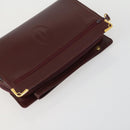 CARTIER Clutch Bag Leather 3 Set Bordeaux Auth 151788-11