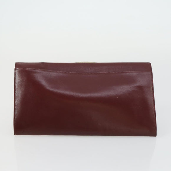 CARTIER Clutch Bag Leather 3 Set Bordeaux Auth 151788