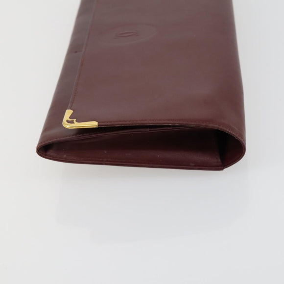 CARTIER Clutch Bag Leather 3 Set Bordeaux Auth 151788