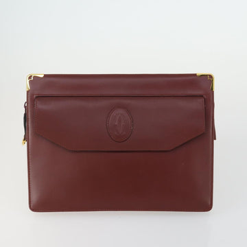 CARTIER Clutch Bag Leather 3 Set Bordeaux Auth 151788 - 0