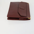 CARTIER Clutch Bag Leather 3 Set Bordeaux Auth 151788-4