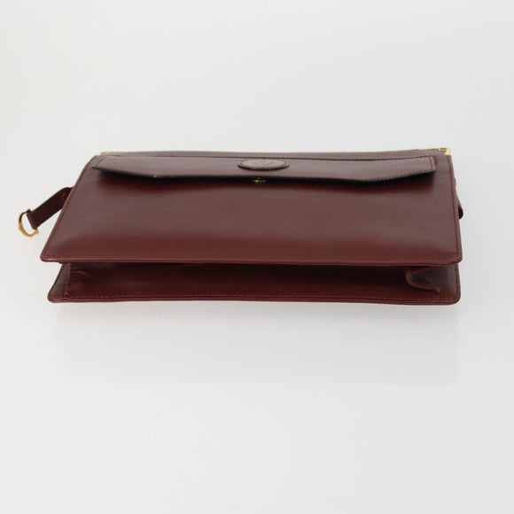 CARTIER Clutch Bag Leather 3 Set Bordeaux Auth 151788
