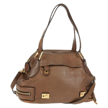 Chloe Hand Bag Leather 2way Brown Gold Auth 151789