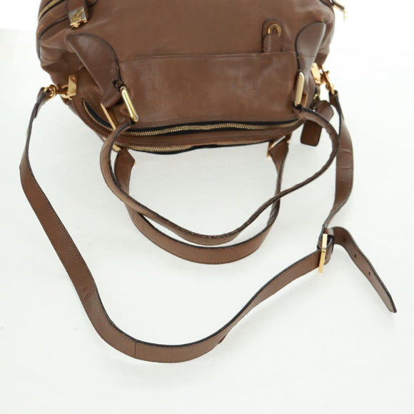 Chloe Hand Bag Leather 2way Brown Gold Auth 151789