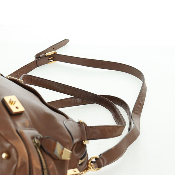 Chloe Hand Bag Leather 2way Brown Gold Auth 151789