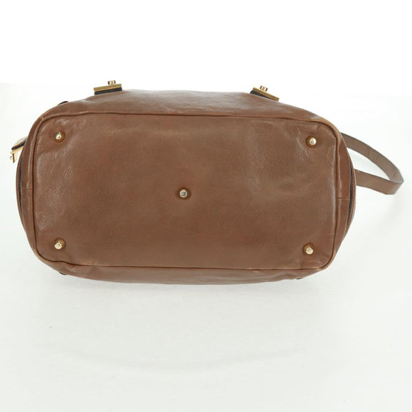 Chloe Hand Bag Leather 2way Brown Gold Auth 151789