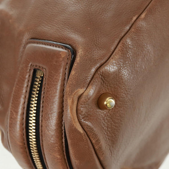 Chloe Hand Bag Leather 2way Brown Gold Auth 151789