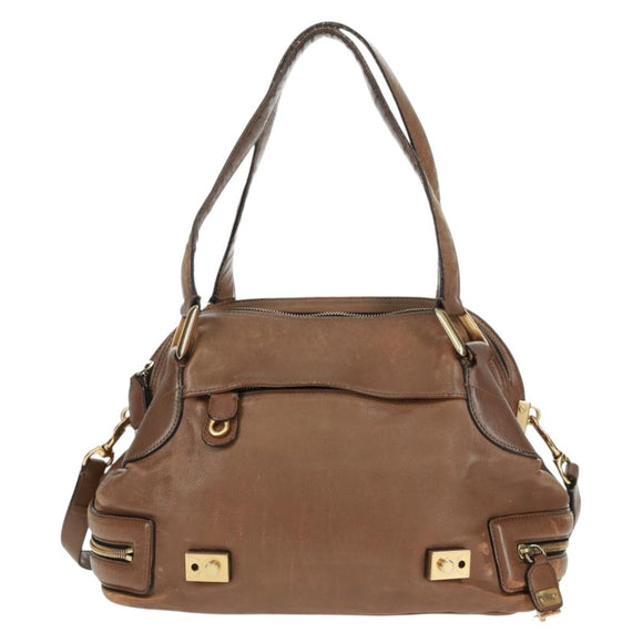 Chloe Hand Bag Leather 2way Brown Gold Auth 151789
