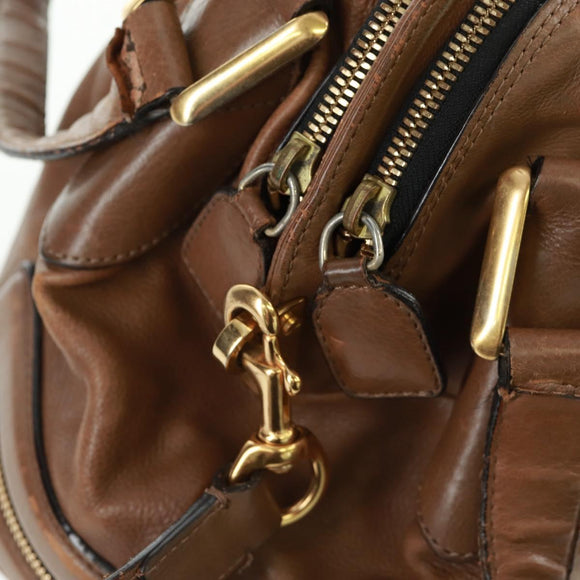 Chloe Hand Bag Leather 2way Brown Gold Auth 151789