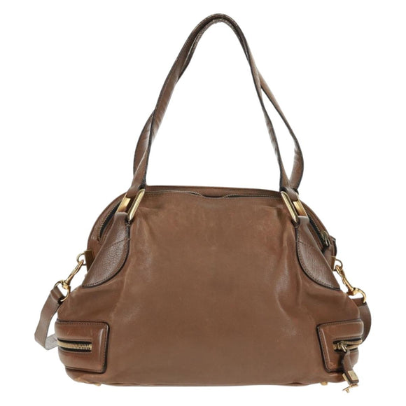 Chloe Hand Bag Leather 2way Brown Gold Auth 151789