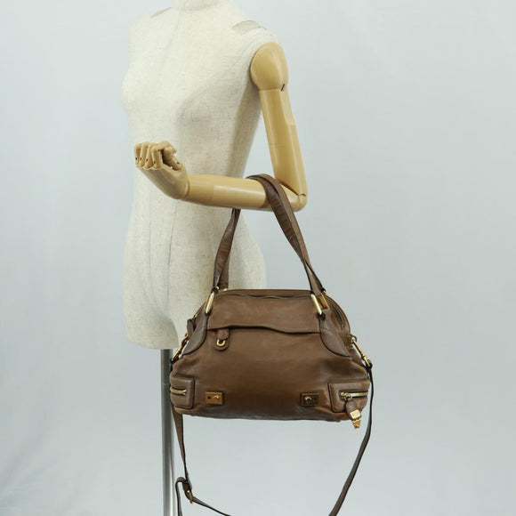 Chloe Hand Bag Leather 2way Brown Gold Auth 151789