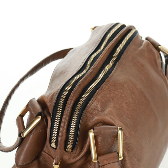 Chloe Hand Bag Leather 2way Brown Gold Auth 151789