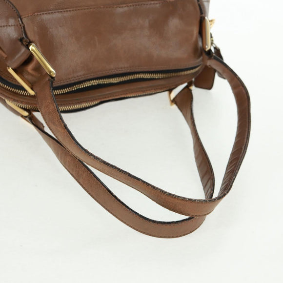 Chloe Hand Bag Leather 2way Brown Gold Auth 151789