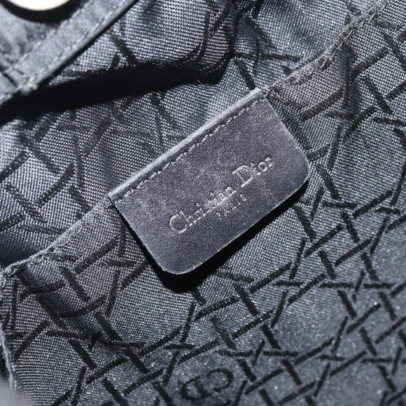 Christian Dior Maris Pearl Hand Bag Nylon Black Silver Auth 151790