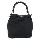 Christian Dior Maris Pearl Hand Bag Nylon Black Silver Auth 151790-1