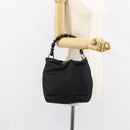 Christian Dior Maris Pearl Hand Bag Nylon Black Silver Auth 151790-21