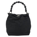 Christian Dior Maris Pearl Hand Bag Nylon Black Silver Auth 151790-13
