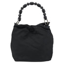 Christian Dior Maris Pearl Hand Bag Nylon Black Silver Auth 151790-2