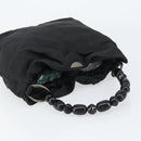 Christian Dior Maris Pearl Hand Bag Nylon Black Silver Auth 151790-6