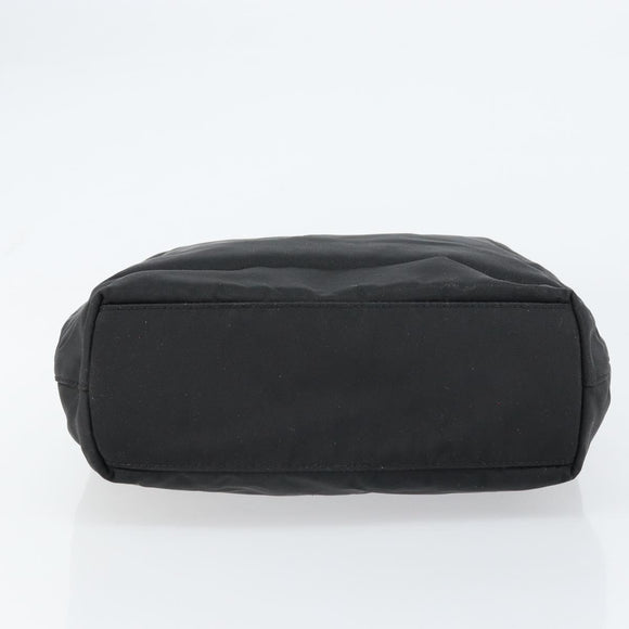 Christian Dior Maris Pearl Hand Bag Nylon Black Silver Auth 151790