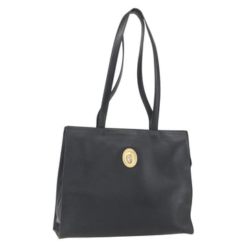 Christian Dior Hand Bag Leather Black Gold Auth 151795