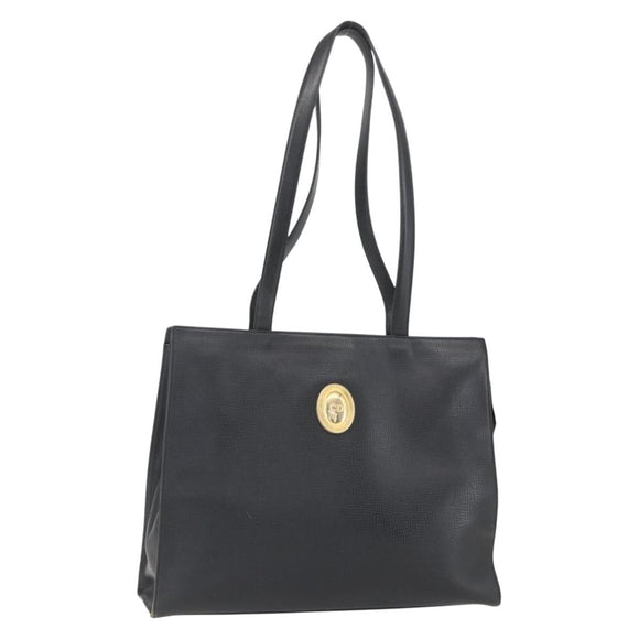 Christian Dior Hand Bag Leather Black Gold Auth 151795