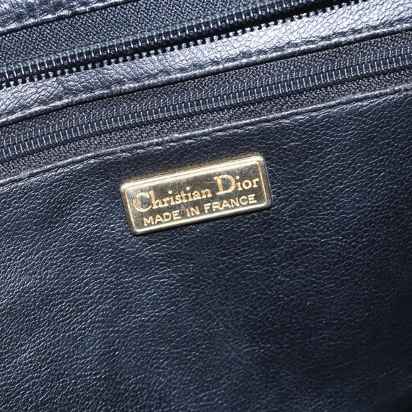 Christian Dior Hand Bag Leather Black Gold Auth 151795