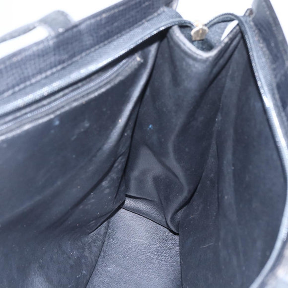 Christian Dior Hand Bag Leather Black Gold Auth 151795