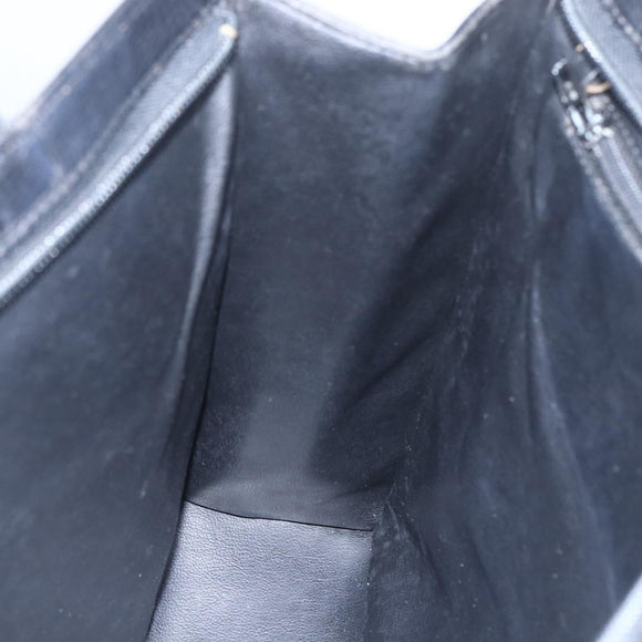 Christian Dior Hand Bag Leather Black Gold Auth 151795