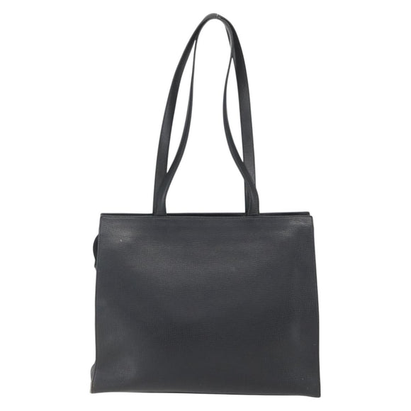 Christian Dior Hand Bag Leather Black Gold Auth 151795