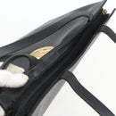 Christian Dior Hand Bag Leather Black Gold Auth 151795-6