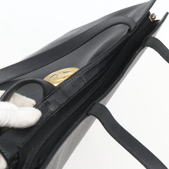 Christian Dior Hand Bag Leather Black Gold Auth 151795