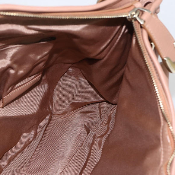 BALLY Hand Bag Leather Beige Gold Auth 151798