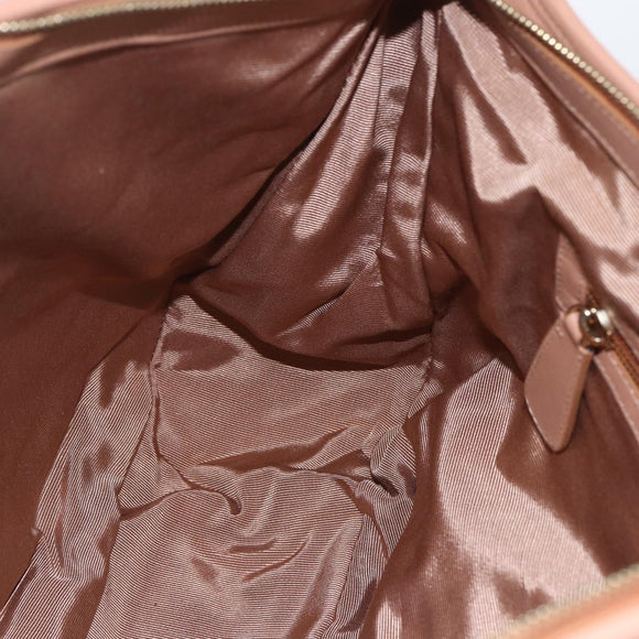 BALLY Hand Bag Leather Beige Gold Auth 151798