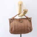 BALLY Hand Bag Leather Beige Gold Auth 151798-22