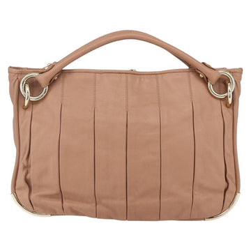 BALLY Hand Bag Leather Beige Gold Auth 151798 - 0