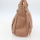 BALLY Hand Bag Leather Beige Gold Auth 151798-4