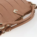 BALLY Hand Bag Leather Beige Gold Auth 151798-7