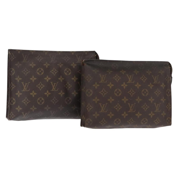 LOUIS VUITTON Monogram Poche Toilette 26 Pouch 2 Set M47542 LV Auth 151802