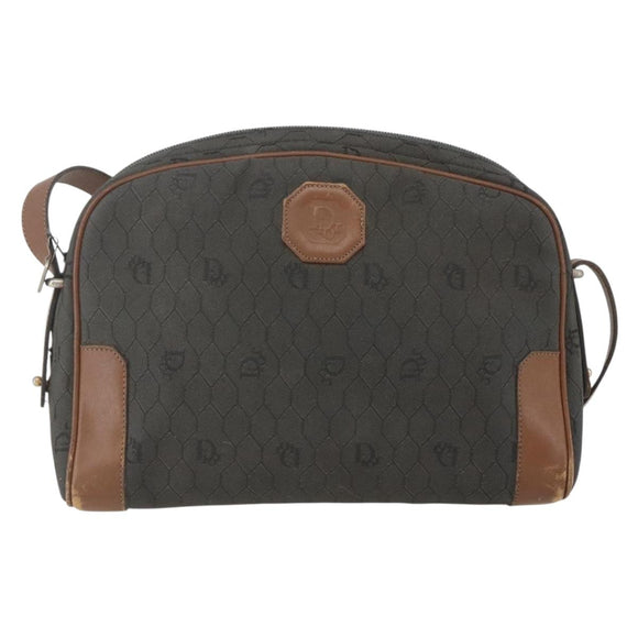 Christian Dior Honeycomb Canvas Shoulder Bag Gray Auth 151804