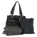 BVLGARI Tote Bag Canvas 3 Set Black Auth 151805-1