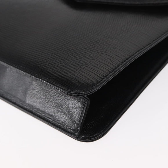 SAINT LAURENT Shoulder Bag Leather Black Gold Auth 151813