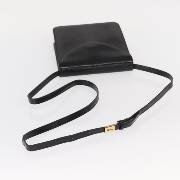SAINT LAURENT Shoulder Bag Leather Black Gold Auth 151813