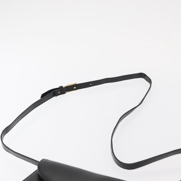 SAINT LAURENT Shoulder Bag Leather Black Gold Auth 151813